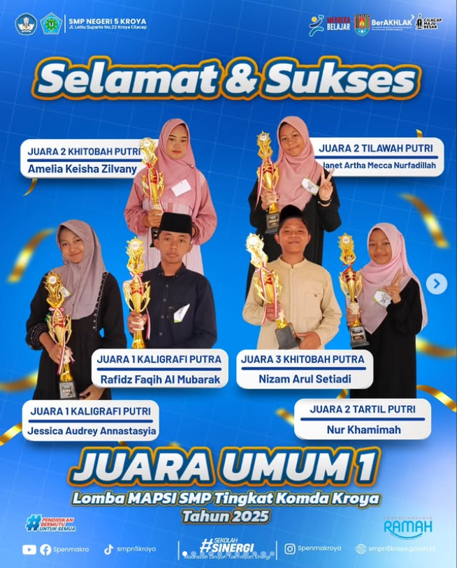 Spenmakro Raih Juara Umum 1 Pada Lomba MAPSI Tingkat KOMDA Kroya 2025